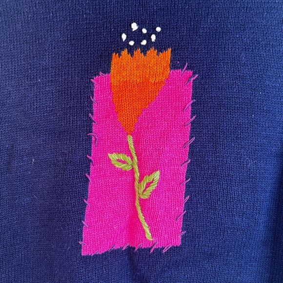 Sigrid Olsen Embroidered Sleeveless Knit Sweater Vest Zip Up Boho Quirky Size LG - Picture 6 of 10